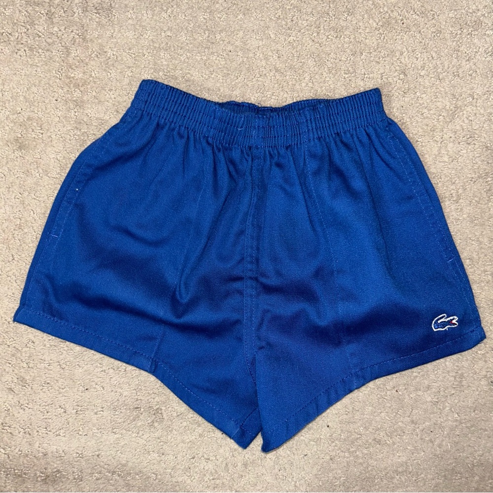 Vintage kids Izod Lacoste shorts blue boys size small blue alligator